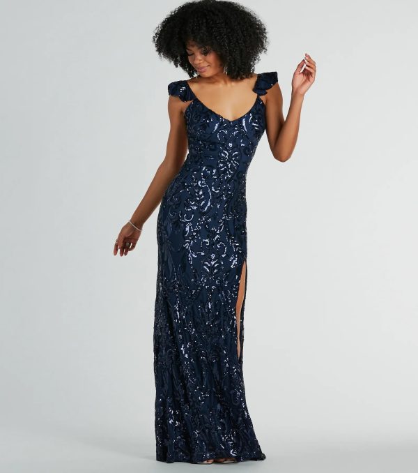 Estella V-Neck Column Long Sequin Formal Dress - Image 6