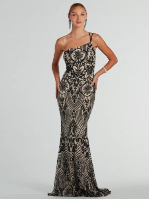 Sarah One-Shoulder Mermaid Sequin Formal Dress
