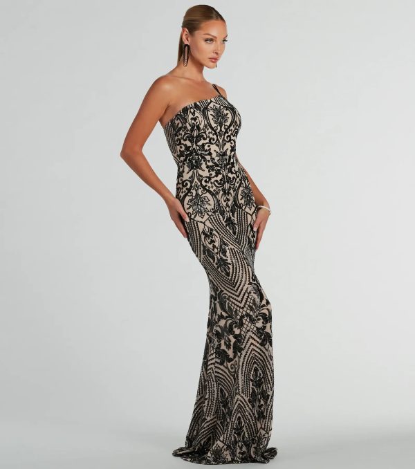 Sarah One-Shoulder Mermaid Sequin Formal Dress - Image 4