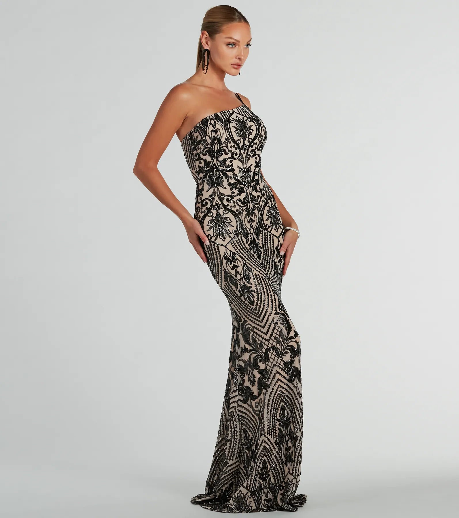 Sarah One-Shoulder Mermaid Sequin Formal Dress - Image 4