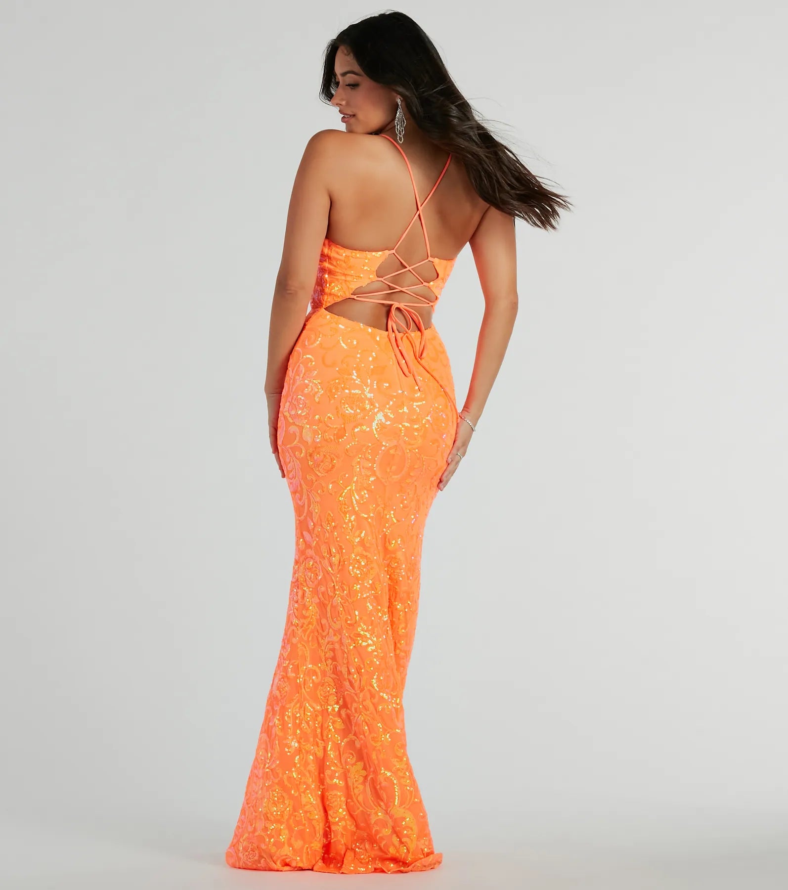 Cynthia Lace Up Mermaid Sequin Formal Dress - Image 2