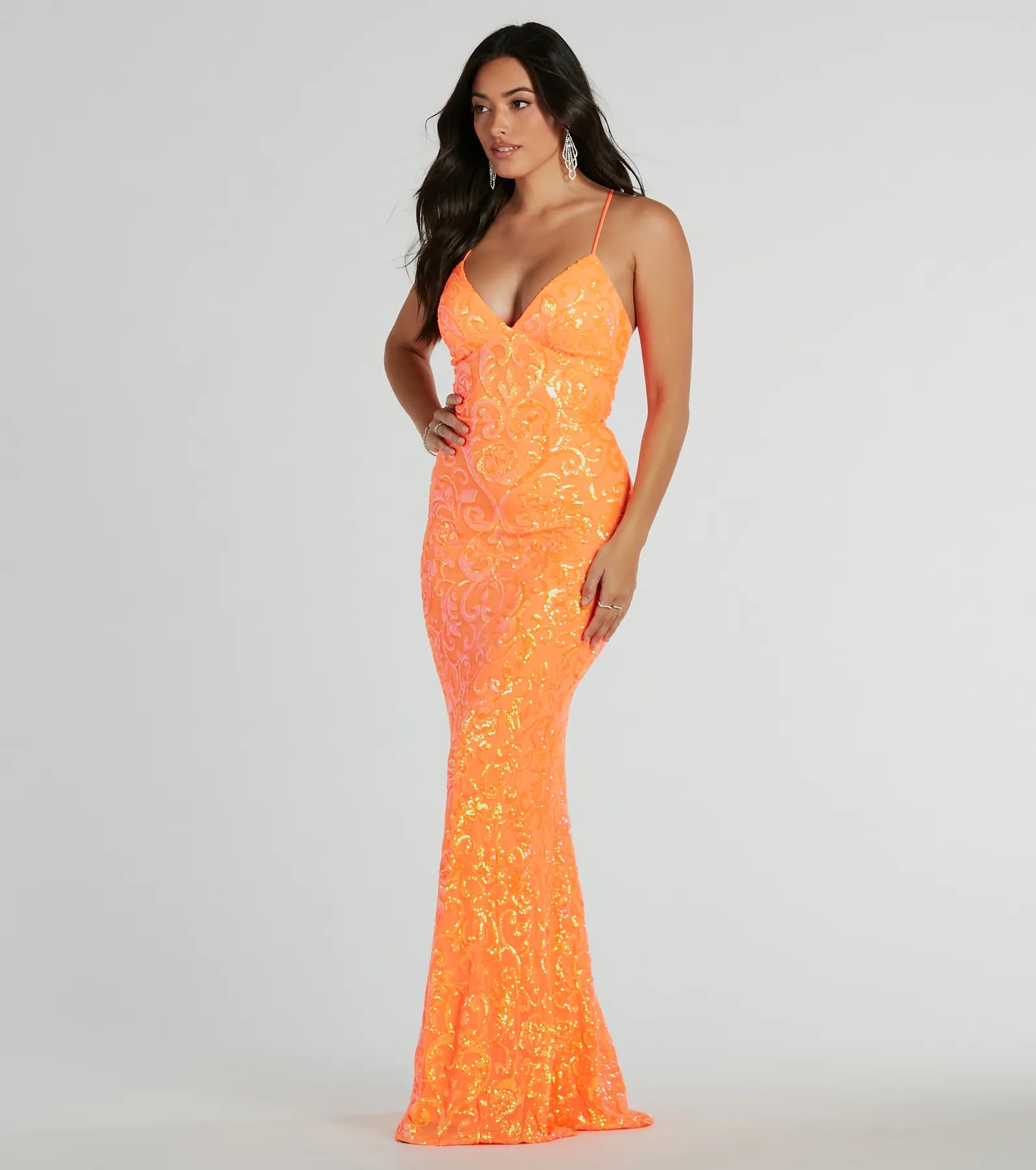 Cynthia Lace Up Mermaid Sequin Formal Dress - Image 4