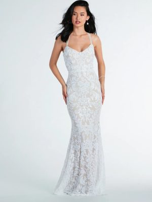 Brooklyn Bustier Tulle Lace-Up Sequin Formal Dress