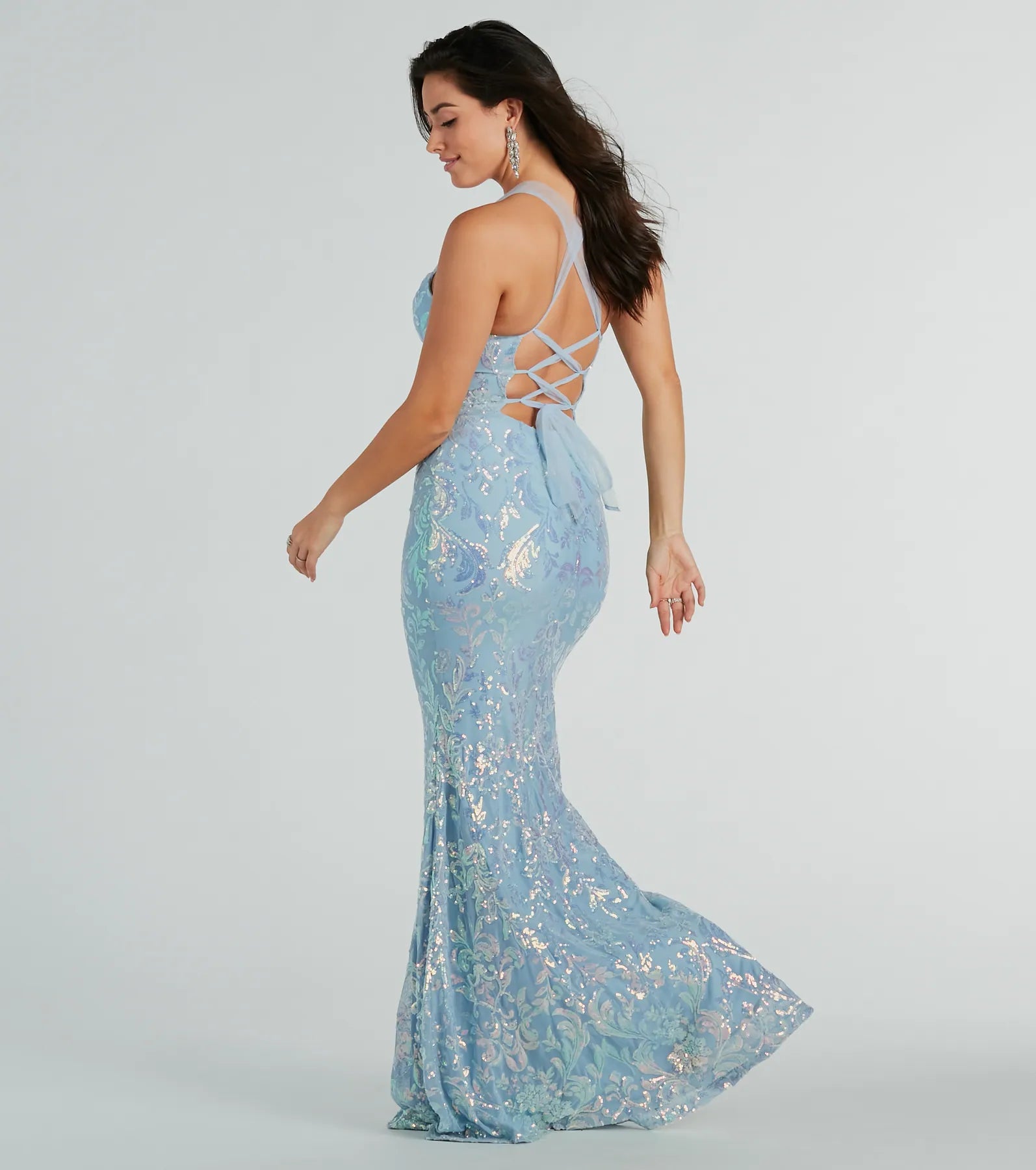 Brooklyn Bustier Tulle Lace-Up Sequin Formal Dress - Image 8