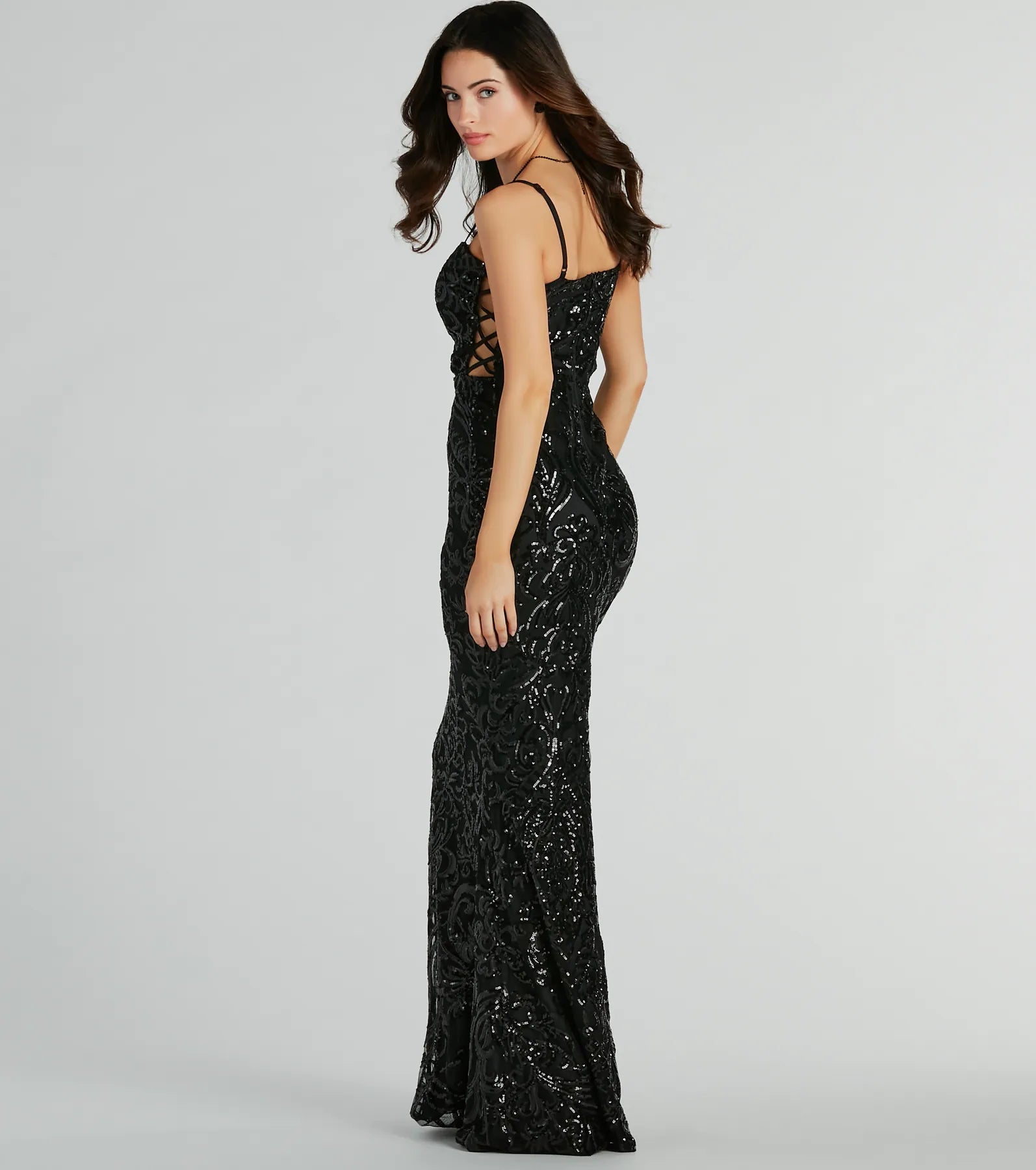 Shelby Side Lace-Up Mermaid Sequin Formal Dress - Image 2