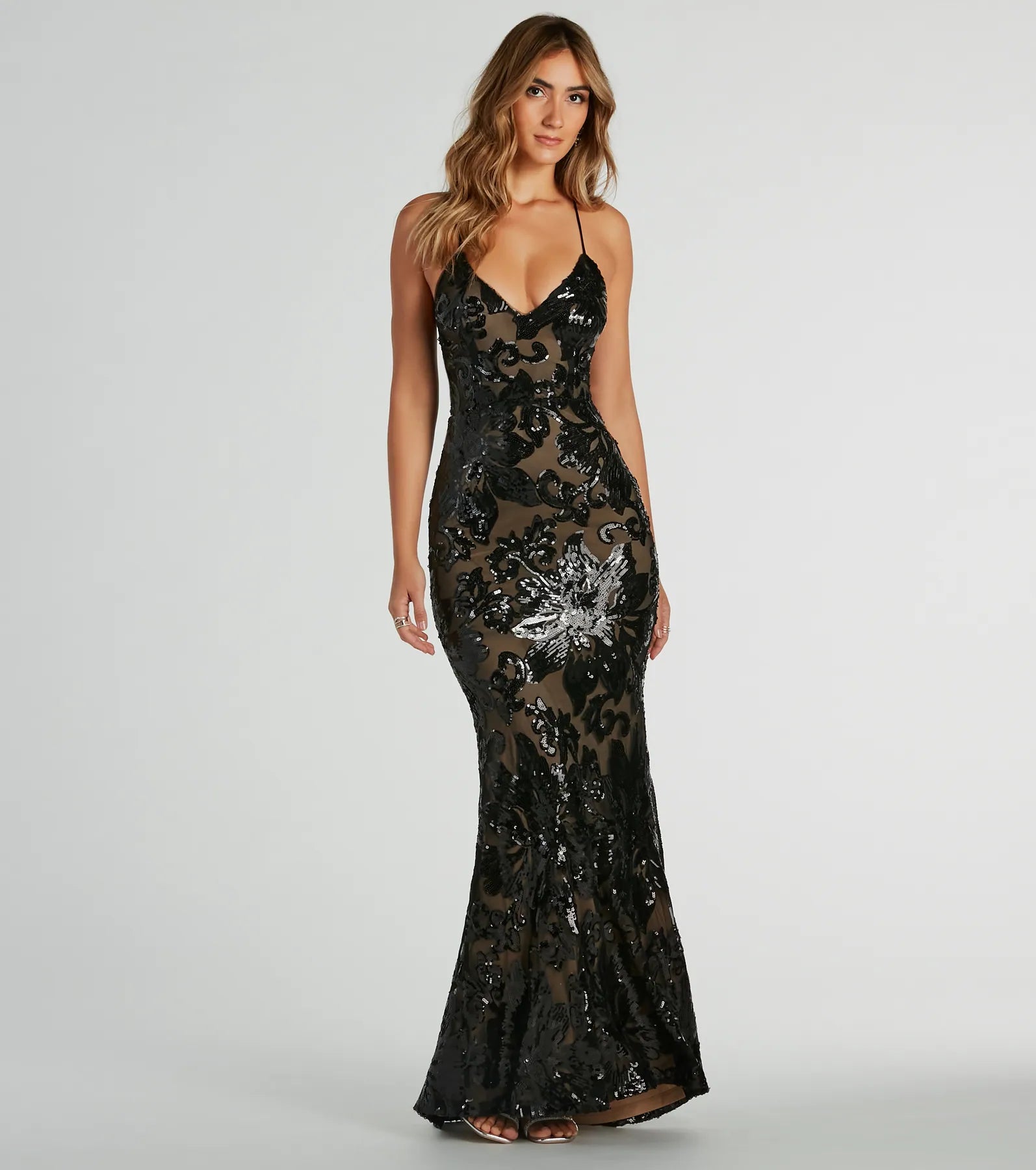 Alison Lace-Up Mermaid Sequin Formal Dress - Image 5