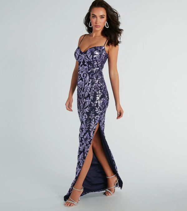 Elaina Bustier Slit Long Sequin Formal Dress - Image 4