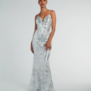 Margaux Lace Up Mermaid Sequin Formal Dress