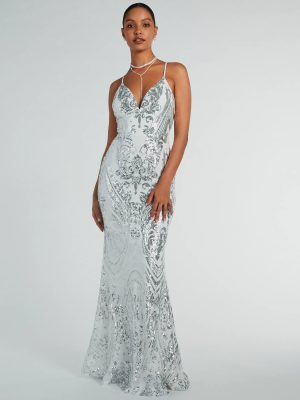 Margaux Lace Up Mermaid Sequin Formal Dress