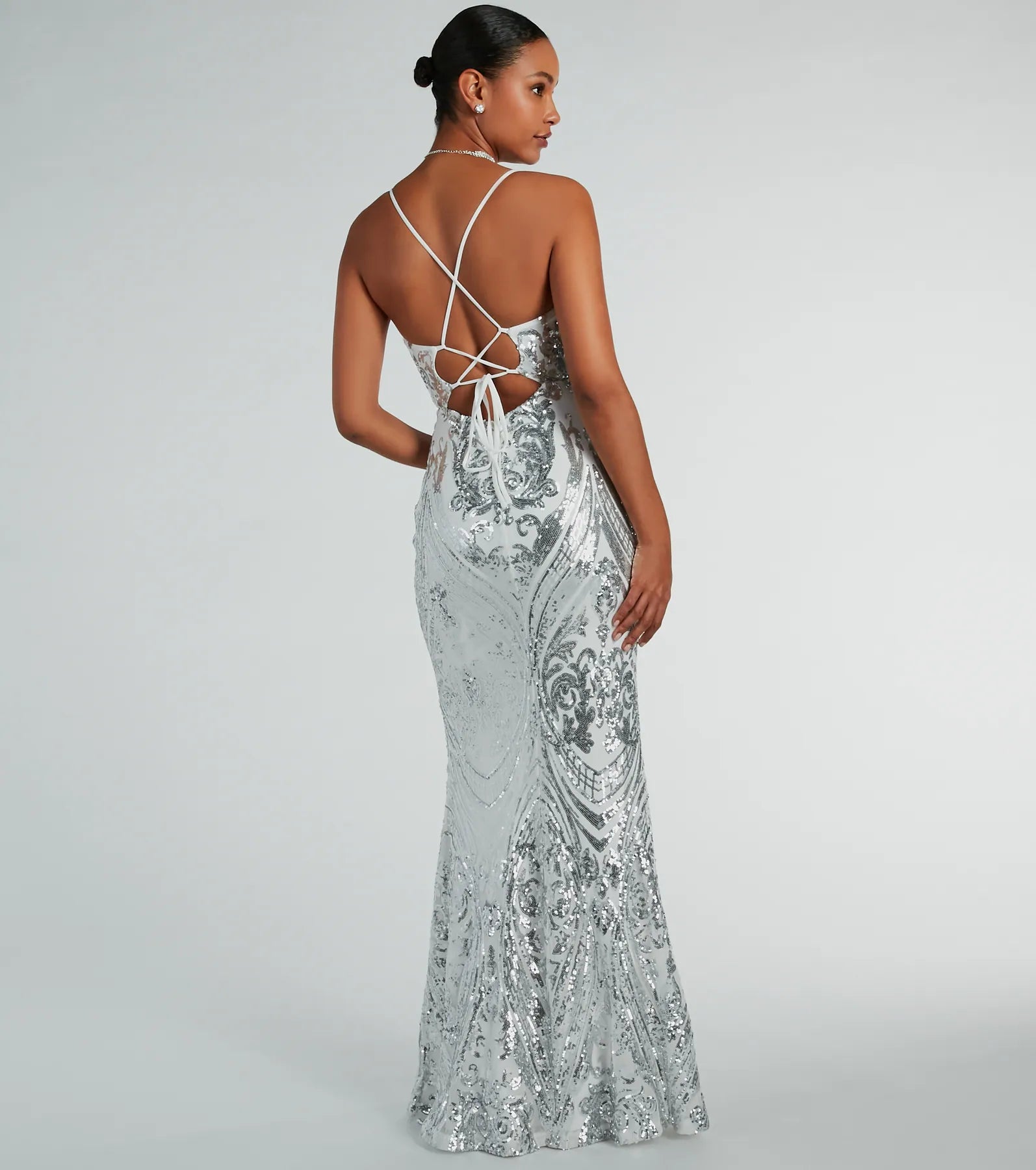 Margaux Lace Up Mermaid Sequin Formal Dress - Image 2