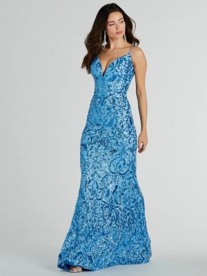 Kara V-Neck Mermaid Sequin Formal Dress