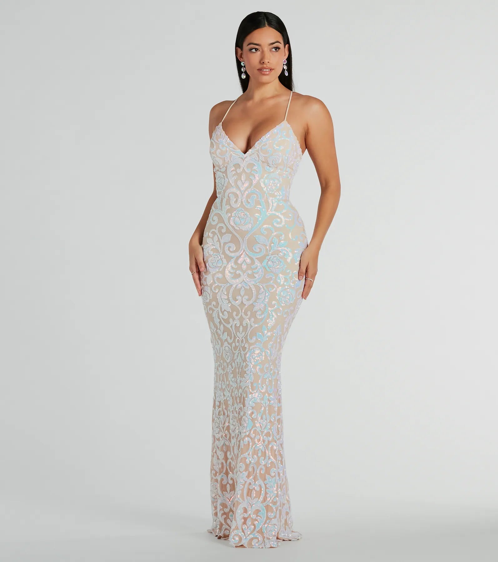 Cynthia Lace Up Mermaid Sequin Formal Dress - Image 5