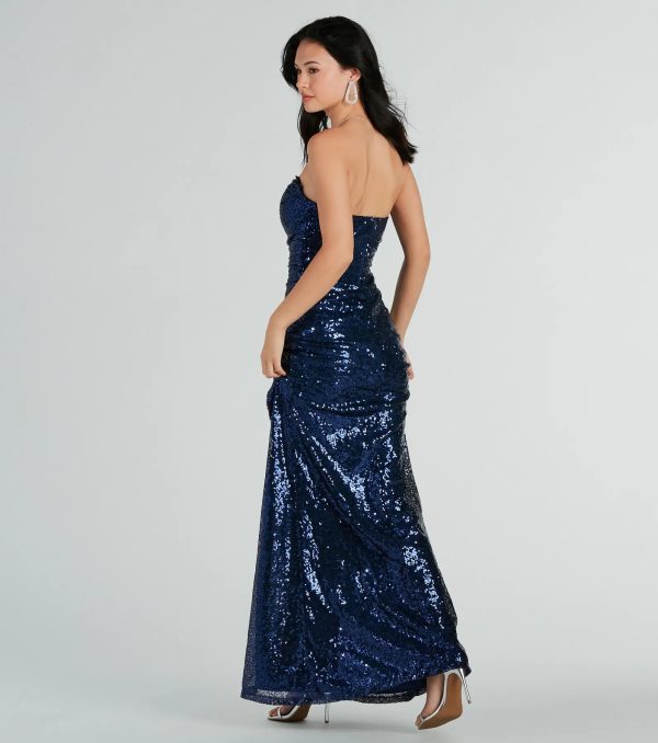 Colette Formal Sequin Strapless High Slit Mermaid Dress - Image 2