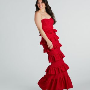 Bridget Formal Glitter Ruffled Long Dress