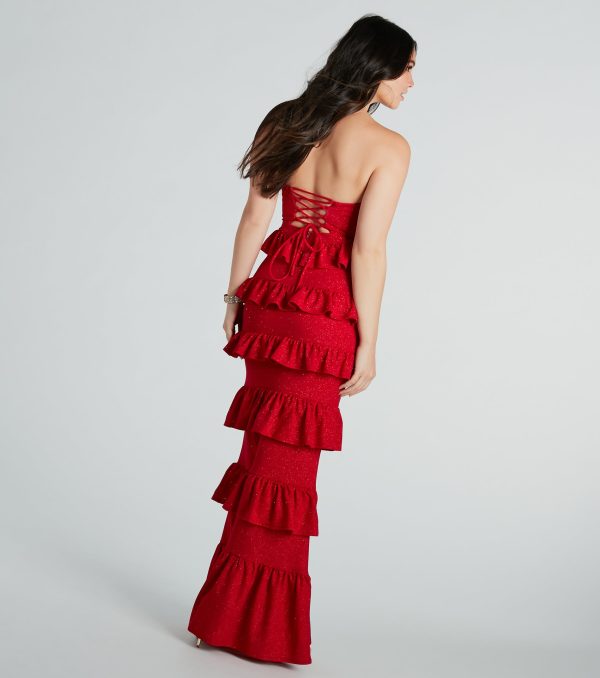 Bridget Formal Glitter Ruffled Long Dress - Image 2