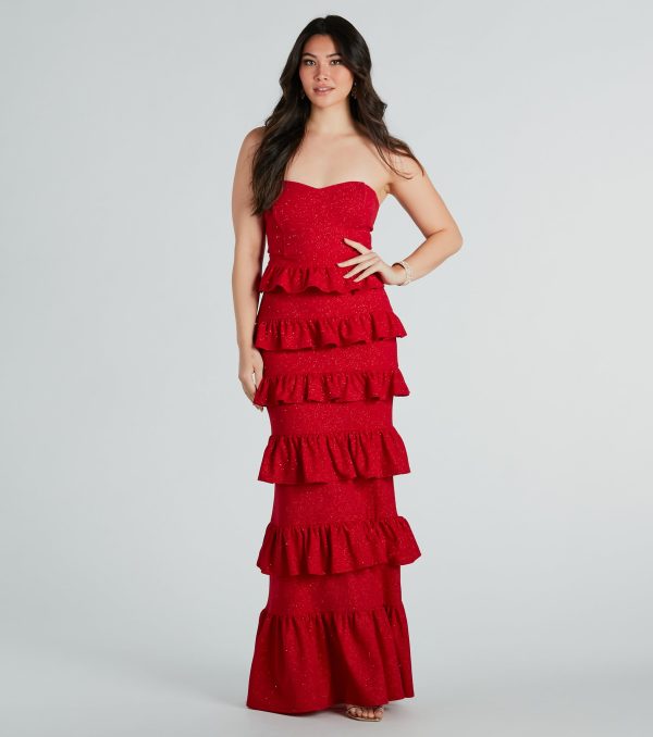Bridget Formal Glitter Ruffled Long Dress - Image 3