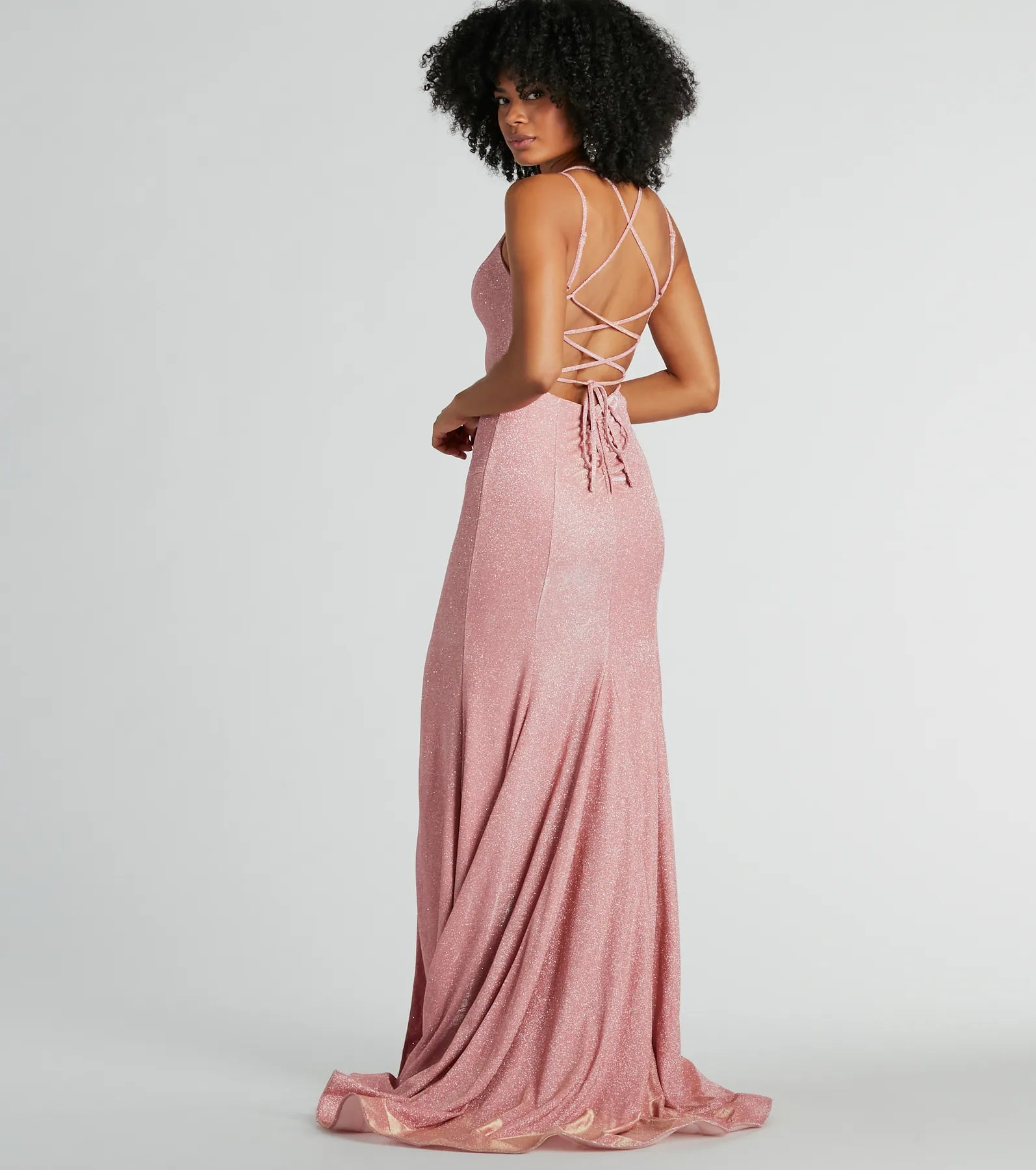 Miranda Lace-Up Mermaid Glitter Formal Dress - Image 6
