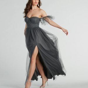 Lennyn Off-The-Shoulder A-Line Tulle Formal Dress