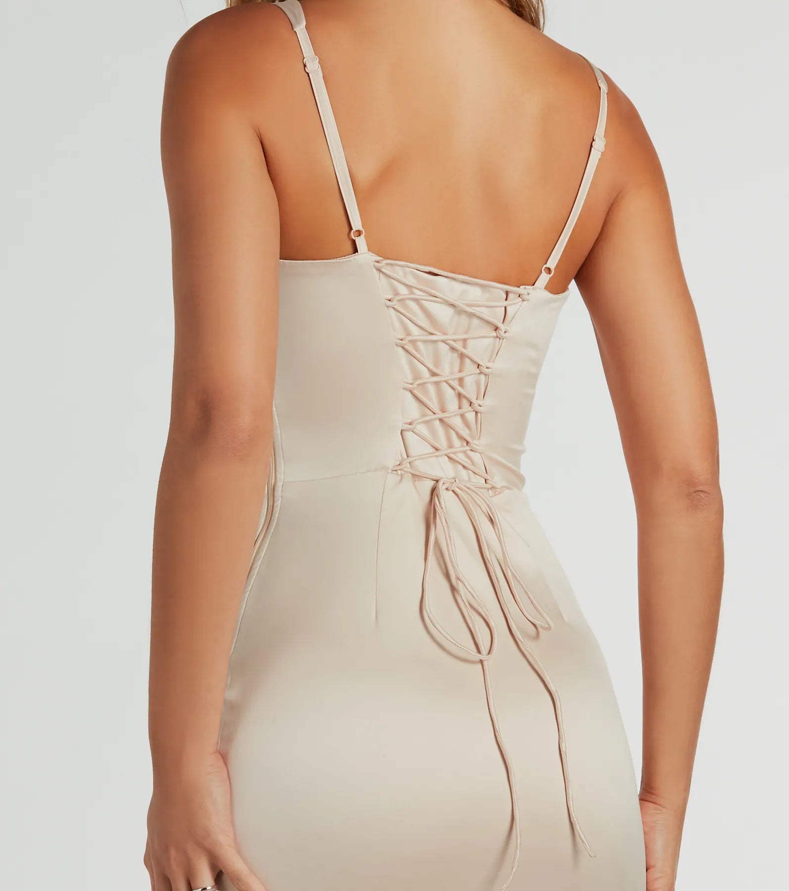 Catrina Formal V-Neck Corset Mermaid Satin Dress - Image 7