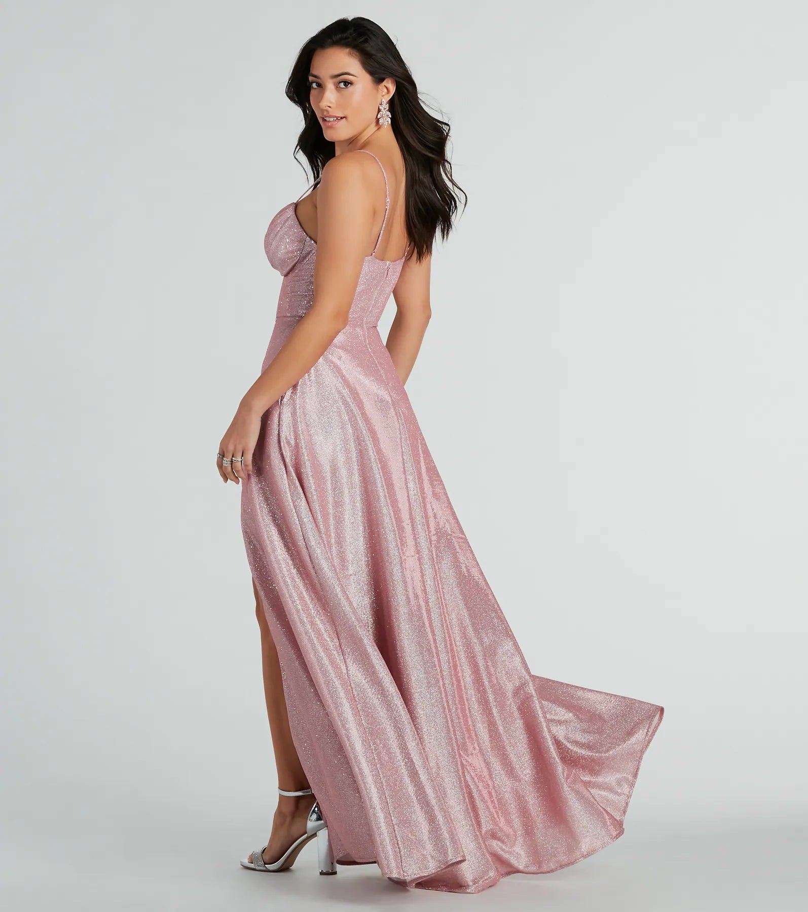 Skyla Glitter Woven Corset A-Line Formal Dress - Image 6