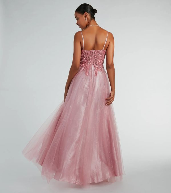 Aila Sweetheart Beaded A-Line Glitter Formal Dress - Image 2