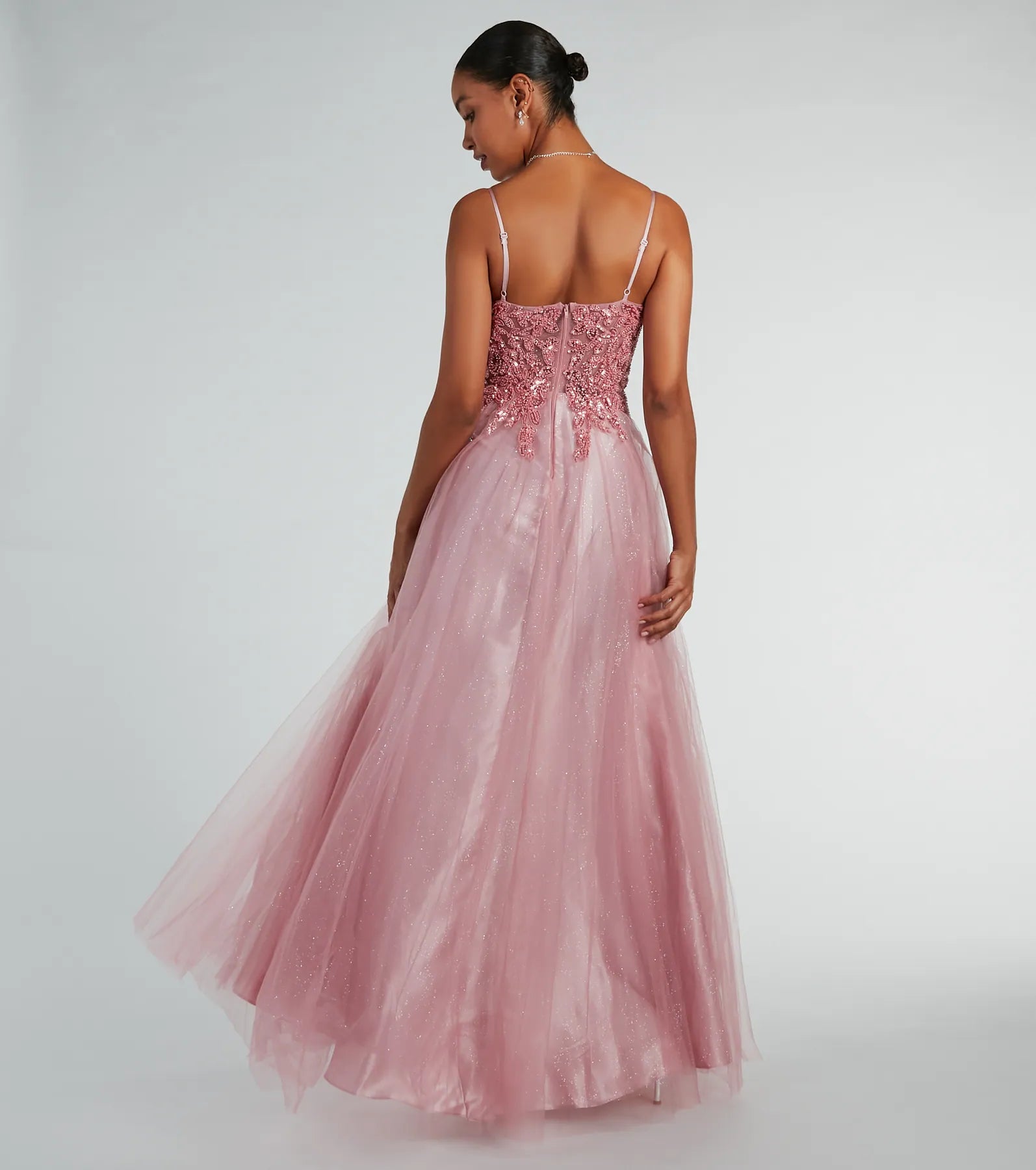 Aila Sweetheart Beaded A-Line Glitter Formal Dress - Image 2