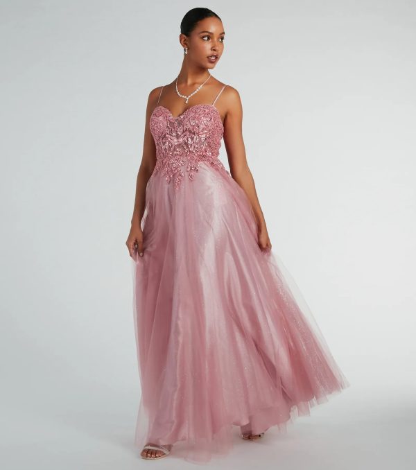 Aila Sweetheart Beaded A-Line Glitter Formal Dress - Image 4