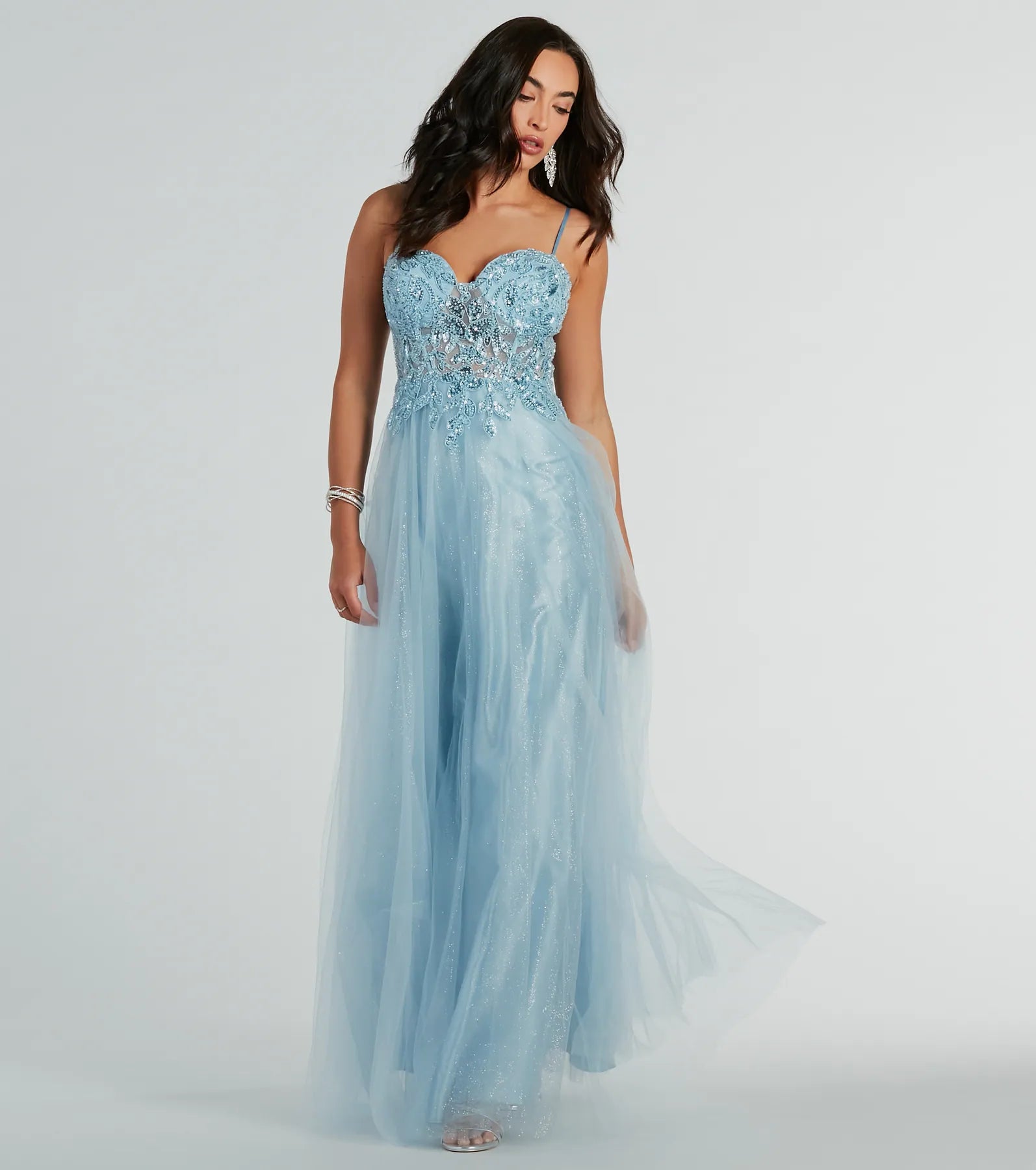 Aila Sweetheart Beaded A-Line Glitter Formal Dress - Image 5