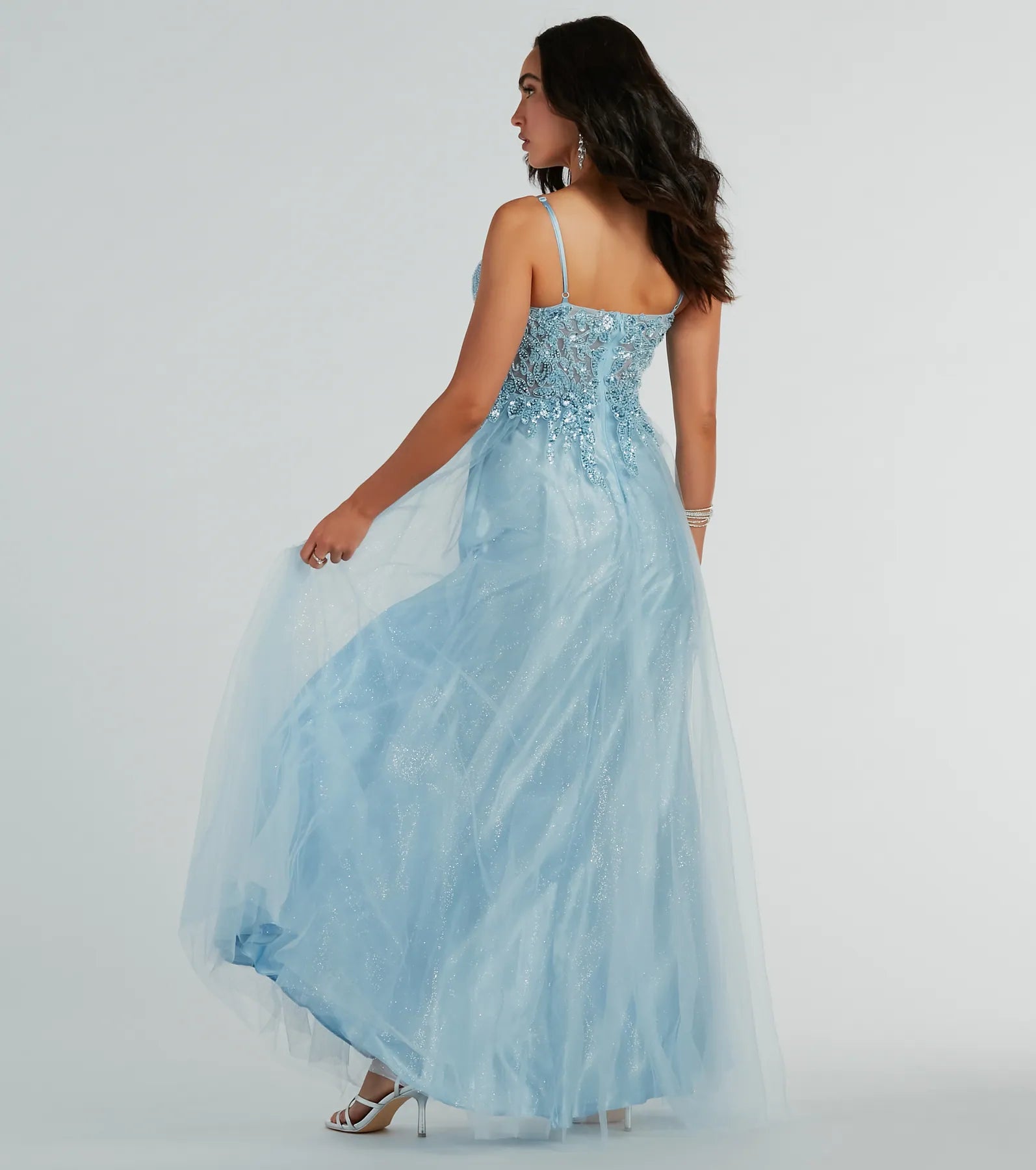 Aila Sweetheart Beaded A-Line Glitter Formal Dress - Image 6