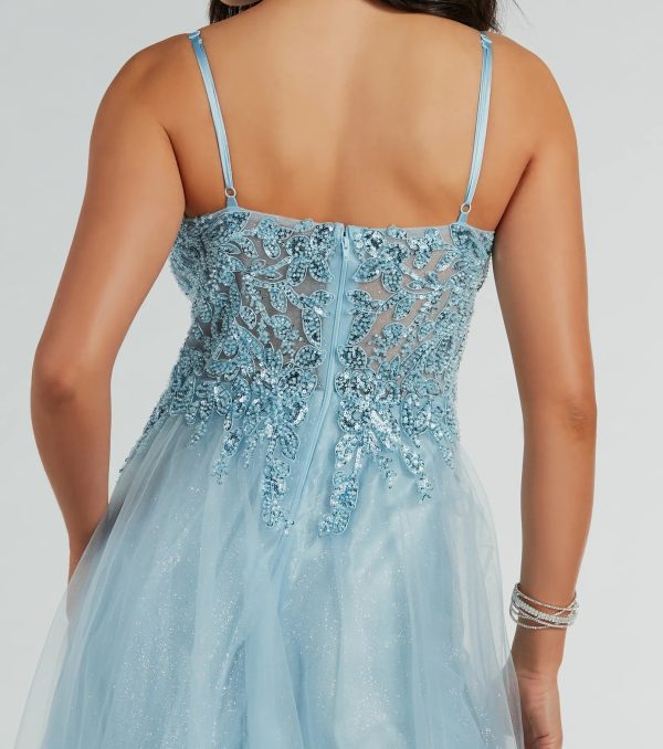 Aila Sweetheart Beaded A-Line Glitter Formal Dress - Image 8