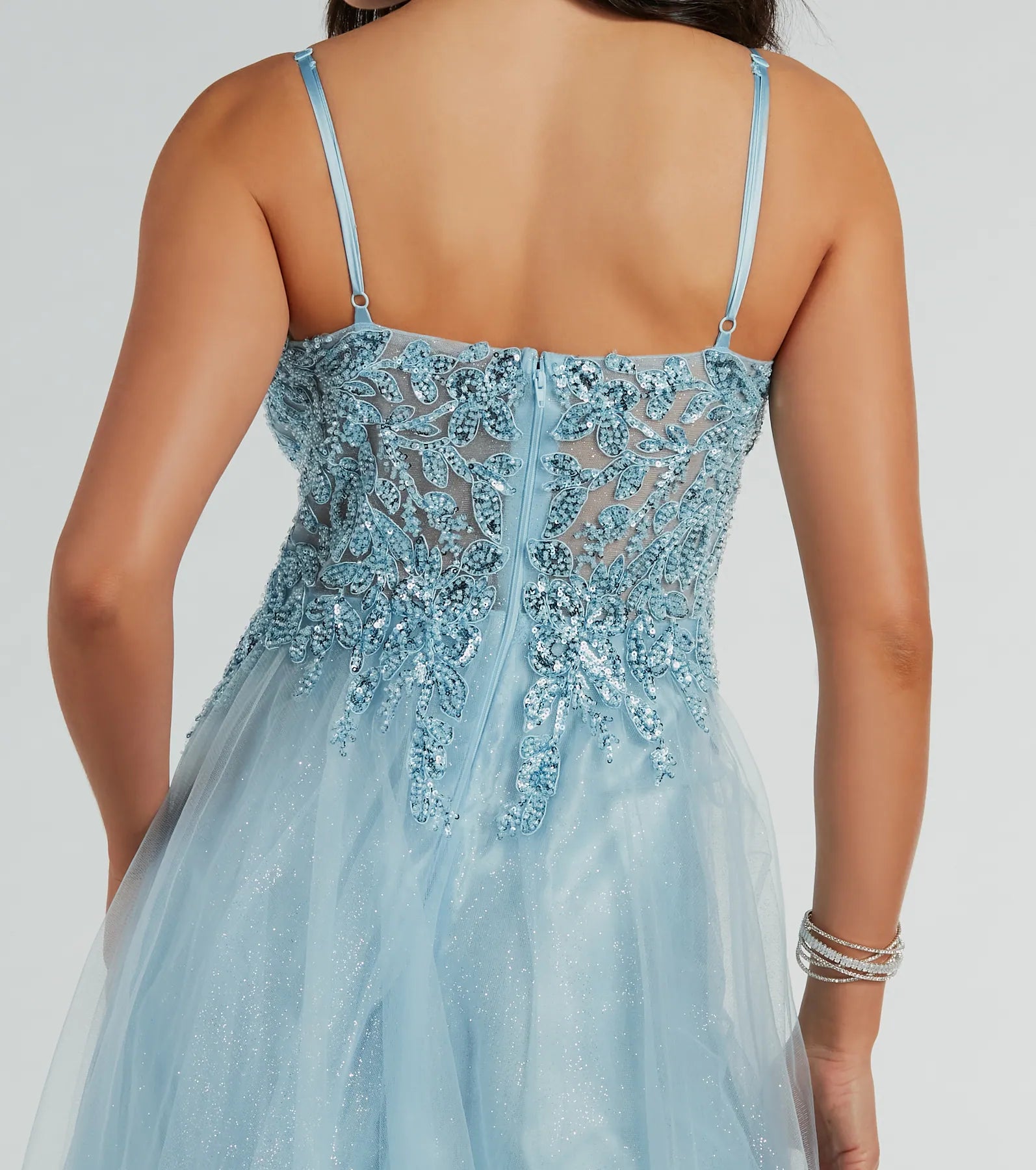 Aila Sweetheart Beaded A-Line Glitter Formal Dress - Image 8