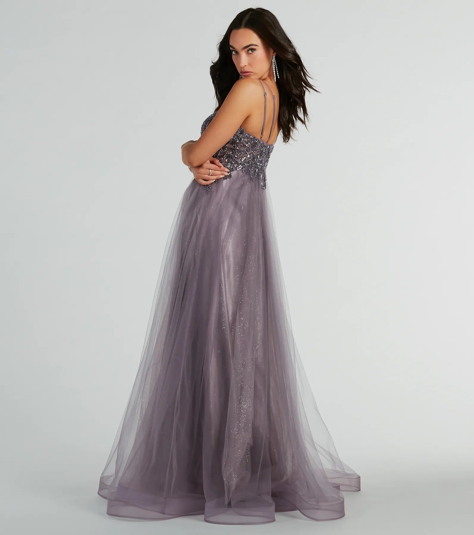 Vanessa A-Line Glitter Tulle Formal Dress - Image 2