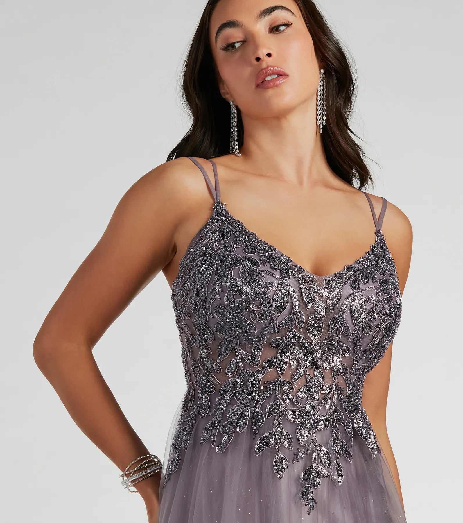 Vanessa A-Line Glitter Tulle Formal Dress - Image 3