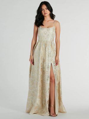 Hailee Corset Floral Jacquard A-Line Formal Dress