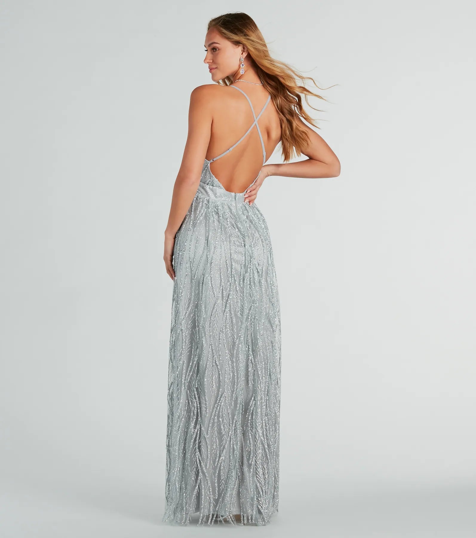 Azel Formal Glitter Tulle A-Line Long Dress - Image 2