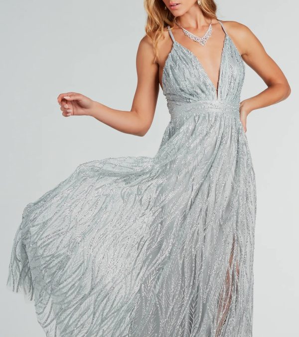 Azel Formal Glitter Tulle A-Line Long Dress - Image 4