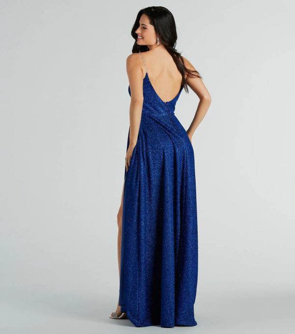 Alara Rhinestone Strap Glitter A-Line Formal Dress - Image 2