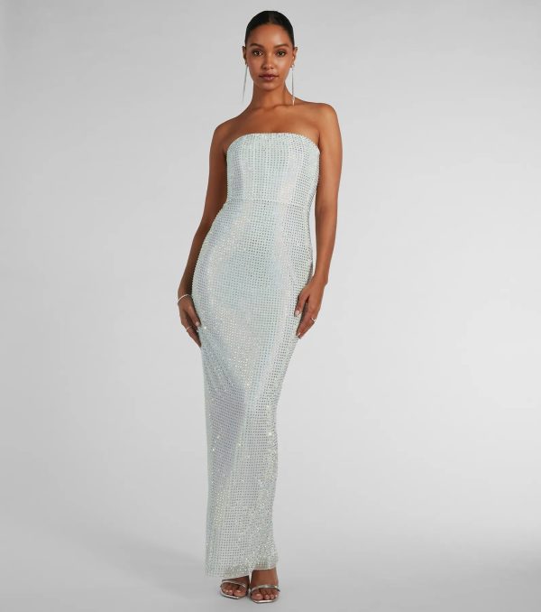 Brittney Strapless Rhinestone Long Formal Dress - Image 5