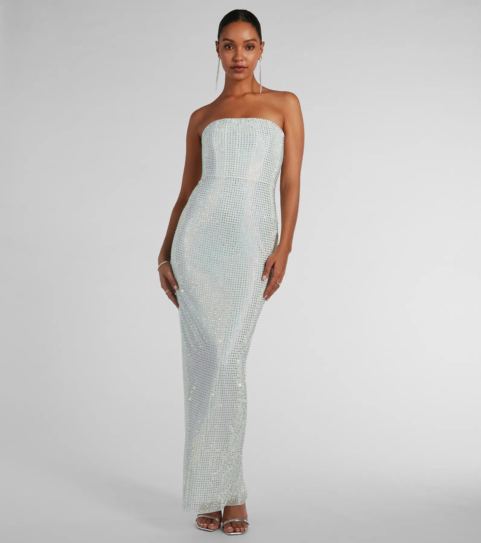 Brittney Strapless Rhinestone Long Formal Dress - Image 5