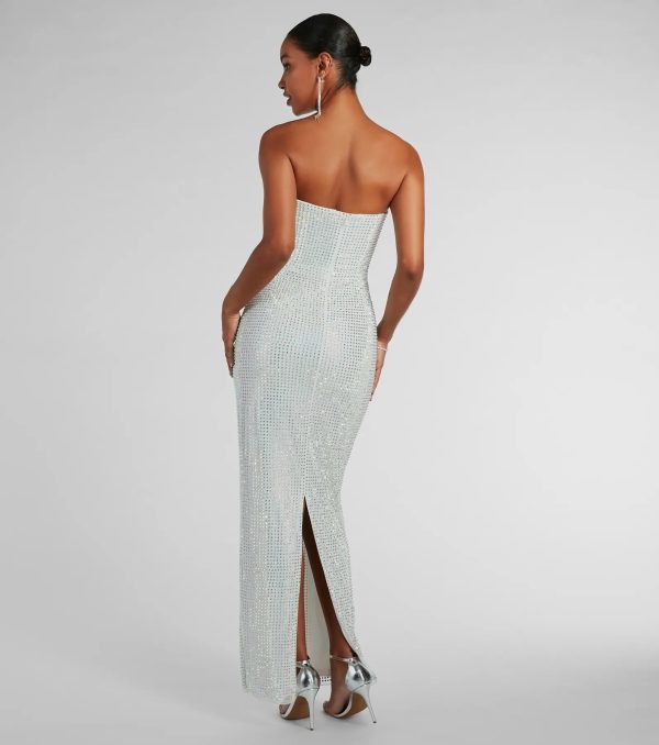 Brittney Strapless Rhinestone Long Formal Dress - Image 6