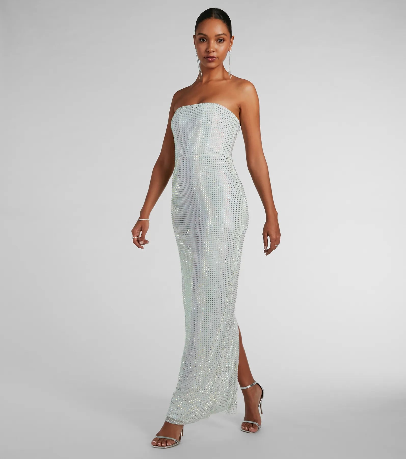 Brittney Strapless Rhinestone Long Formal Dress - Image 8