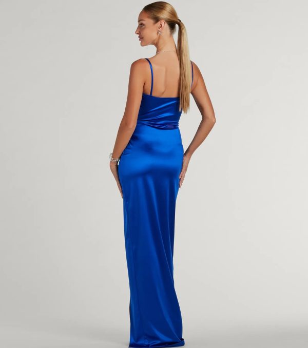 Mayra Formal Satin Slit Long Dress - Image 38