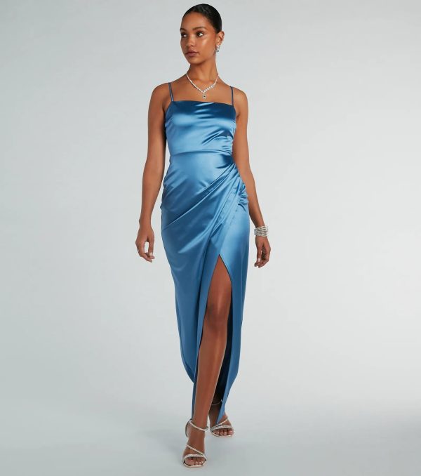 Mayra Formal Satin Slit Long Dress - Image 41