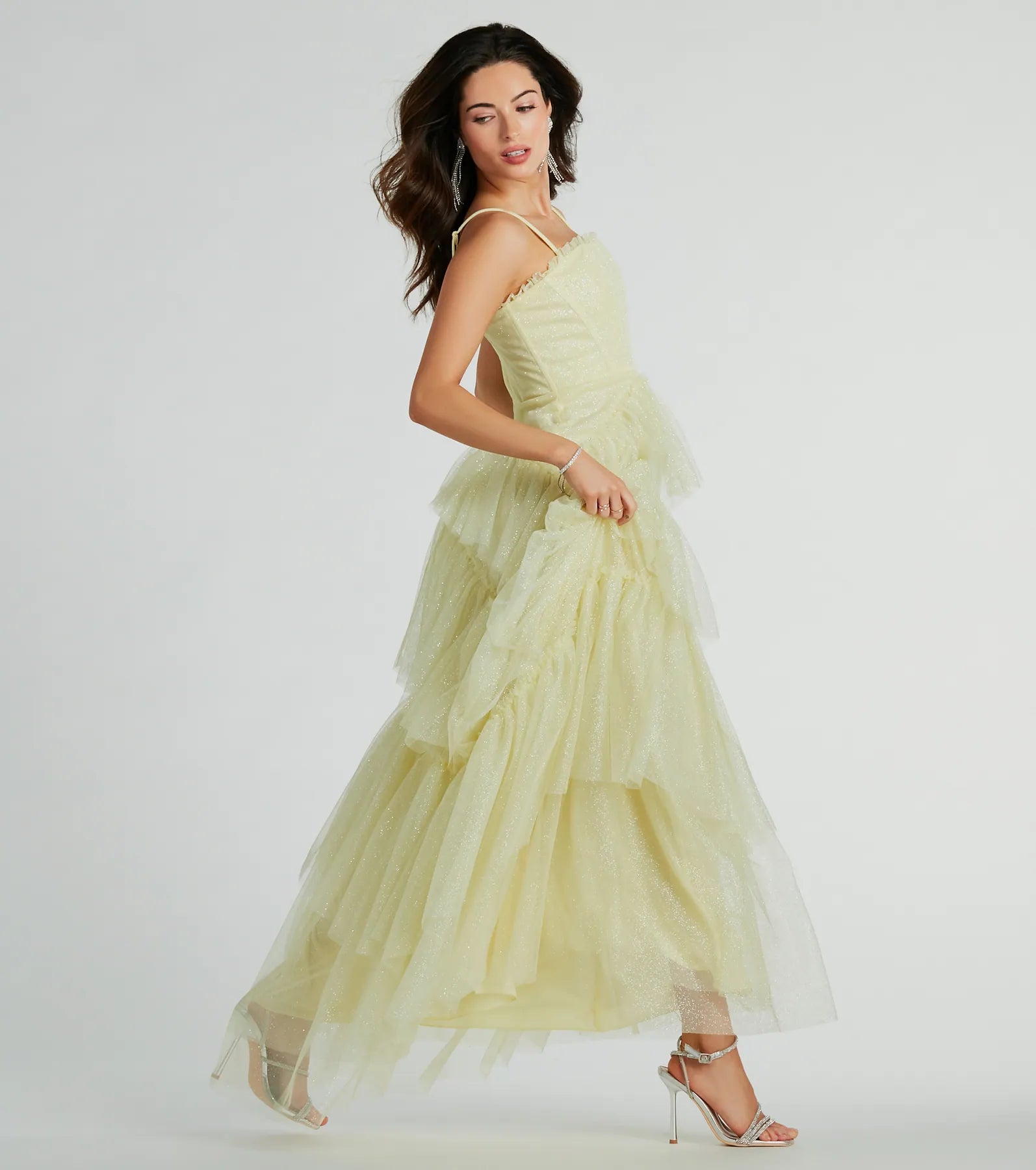 Saylor Formal Glitter Tulle A-Line Long Dress - Image 5