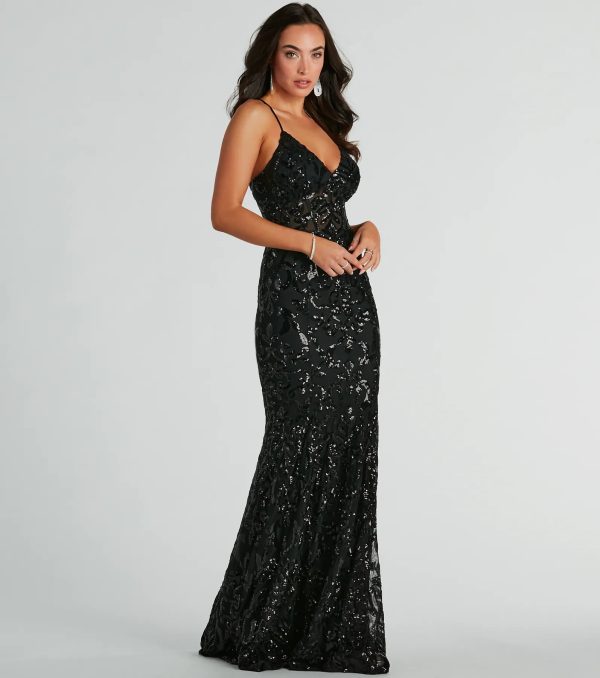 Emma Strappy Back Sequin Mermaid Dress - Image 3
