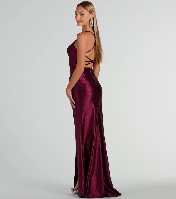 Celia Strappy Back A-Line Glitter Formal Dress - Image 6