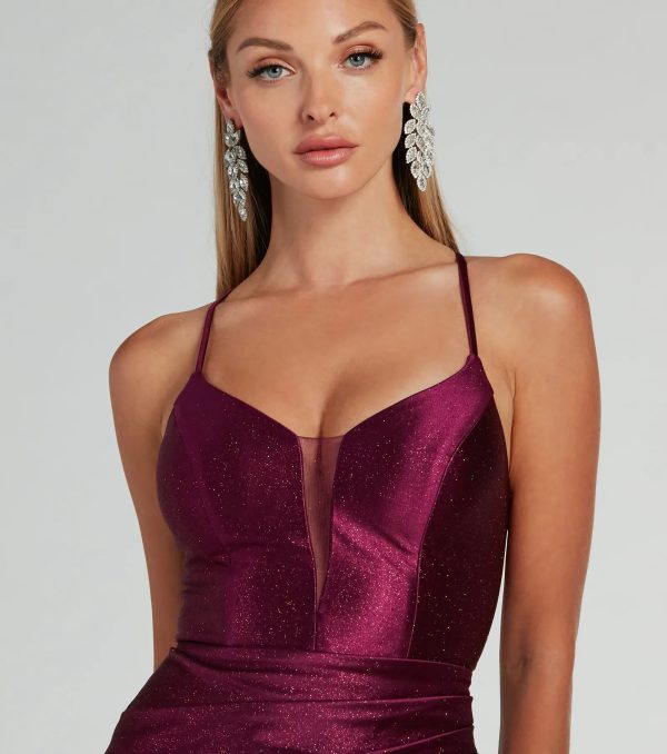 Celia Strappy Back A-Line Glitter Formal Dress - Image 7