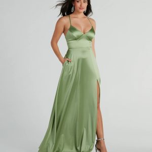 Vienna Lace-Up Satin A-Line Formal Dress