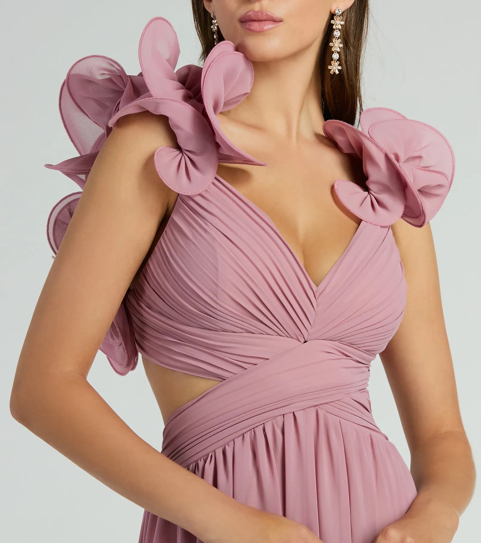 Anne Marie Lace-Up Ruffle A-Line Chiffon Formal Dress - Image 3