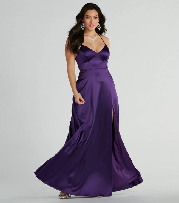 Vienna Lace-Up Satin A-Line Formal Dress - Image 5